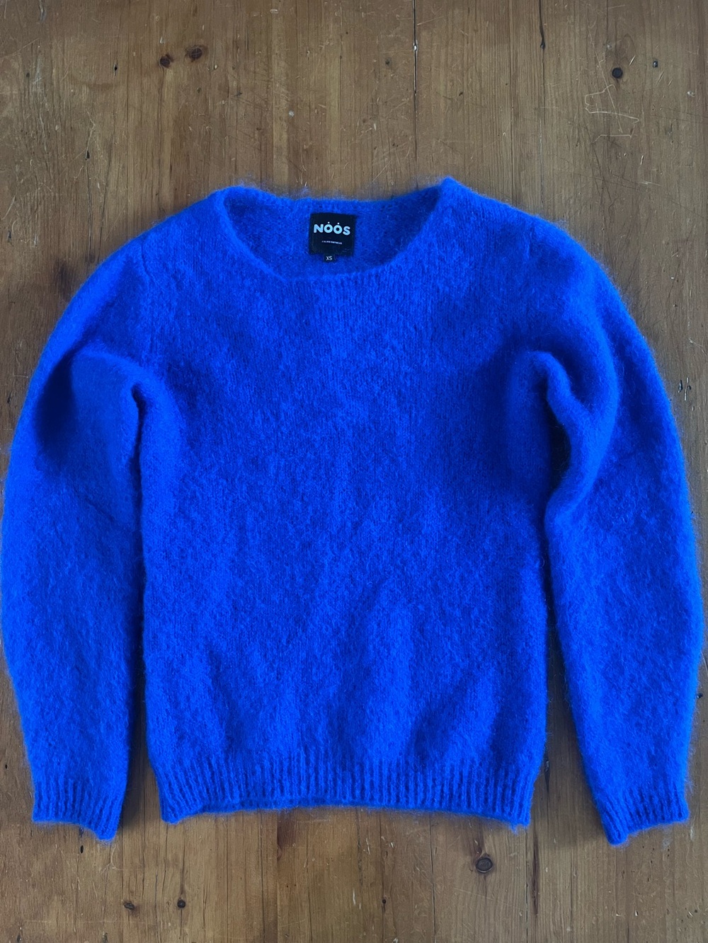Cobalt Blue Italian Mohair and Wool Crewneck Sweater from NOOS Italian Knitwear